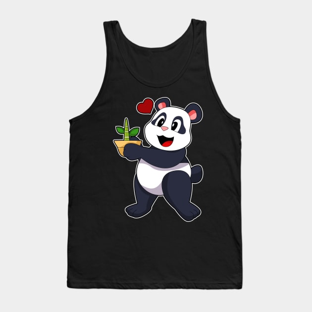 Panda with Bamboo Flower Tank Top by Markus Schnabel